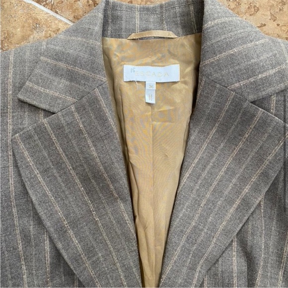 Vintage 90s Escada Wool Pinstriped Gray Tailored
Blazer 36 Small - Picture 5 of 7